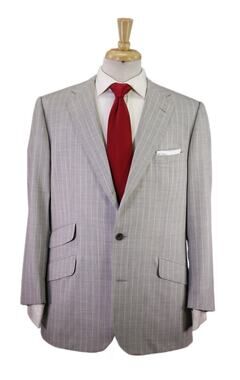 Alfred Dunhill London Light Gray Striped 2-Btn Wool Suit 38R